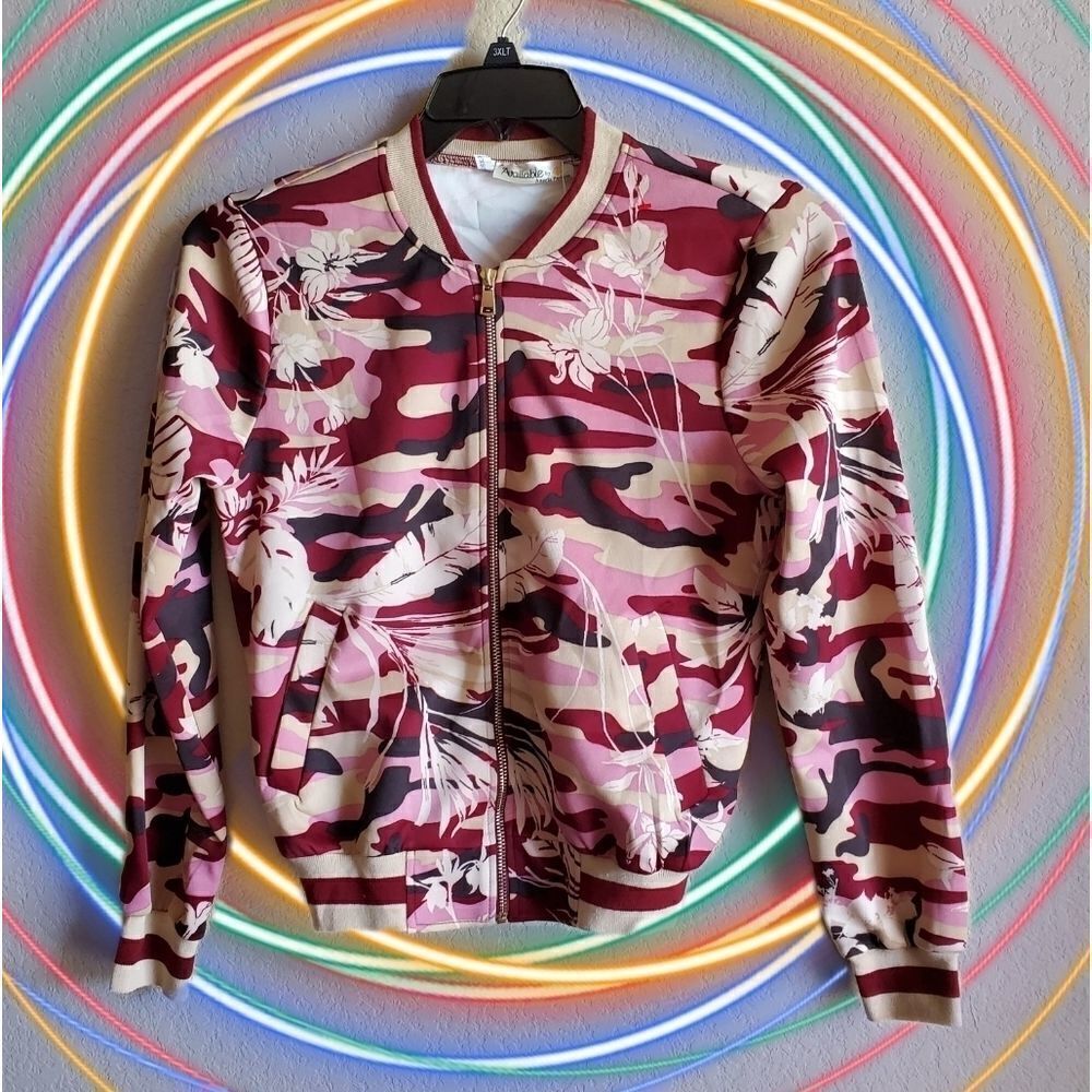 Angela Fashion Pink Camo Bomber Jacket